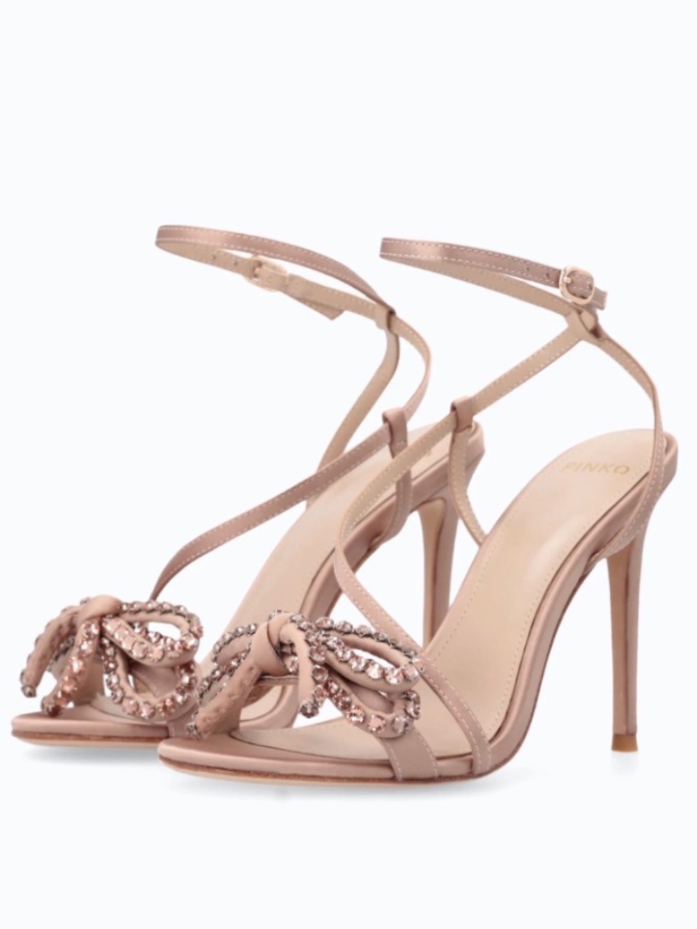 High-heeled satin sandals